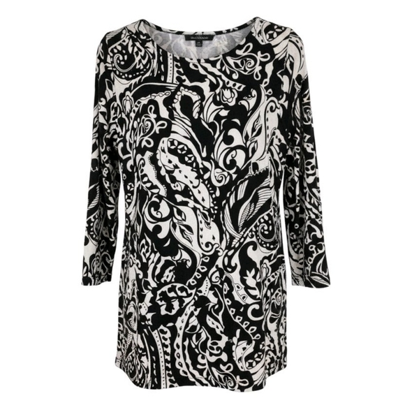 Chico's Tops - Chico's Black & White Swirl Print Tunic Soft Size 1